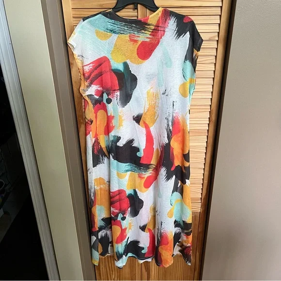 Zara Multicolor Abstract Print Women's Dress size Large Sheer - Picture 8 of 10